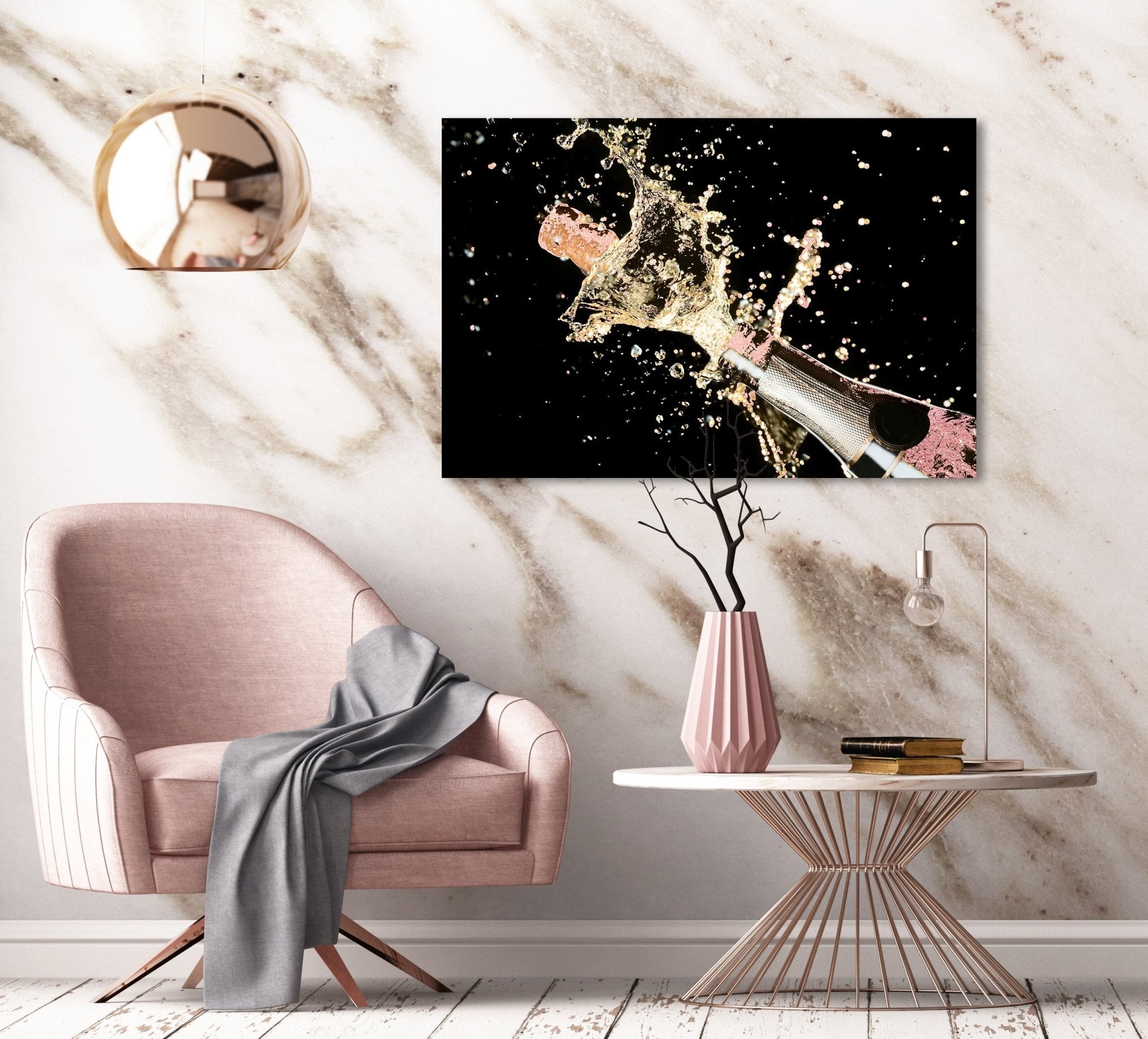 Champagner Rosé auf Acryl - Affengeile Bilder