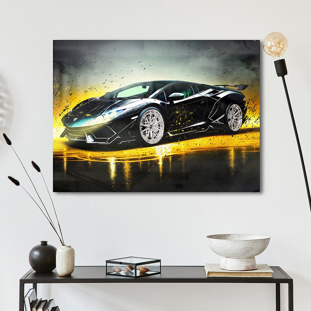 Splatter Lambo by Adrian Vieriu Silber auf Acryl - Affengeile Bilder