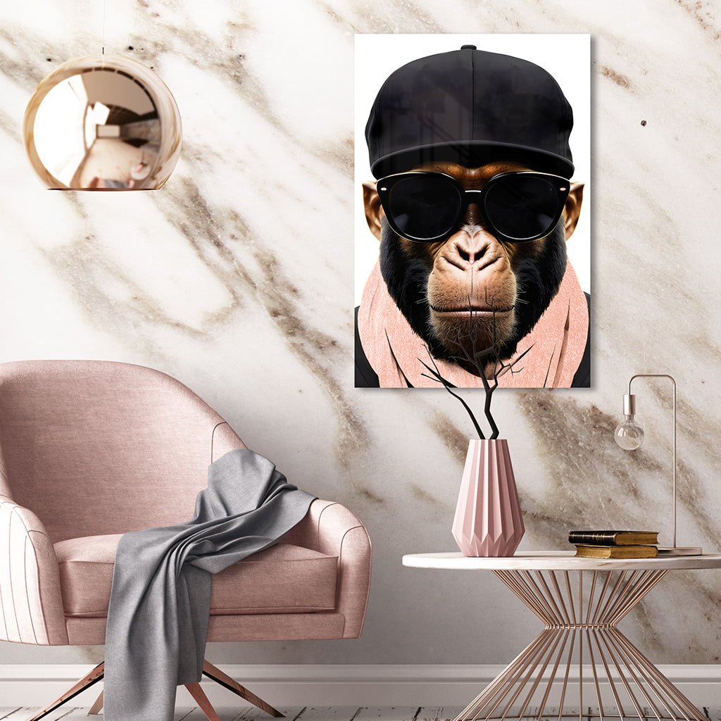 Stylish Monkey - Sunglasses by Adrian Vieriu Rosé auf Acryl - Affengeile Bilder
