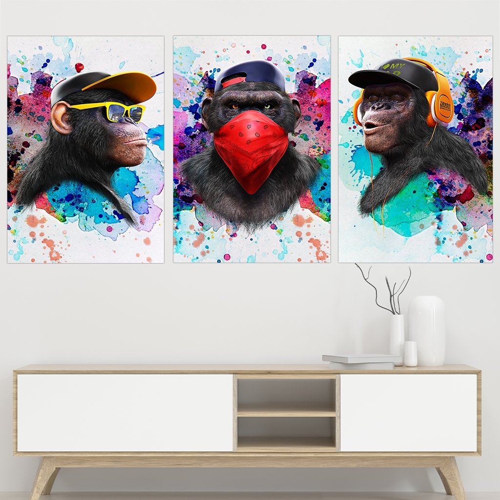 Color Affengeil Triptychon by Juliano de Araujo - Affengeile Bilder