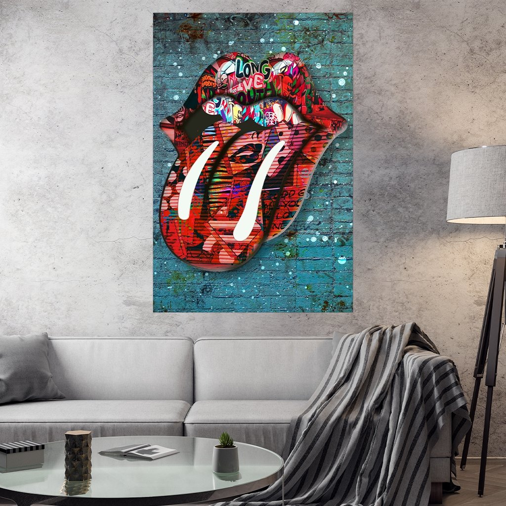 Das Motiv hängt in einem Wohnzimmer über einem Sofa