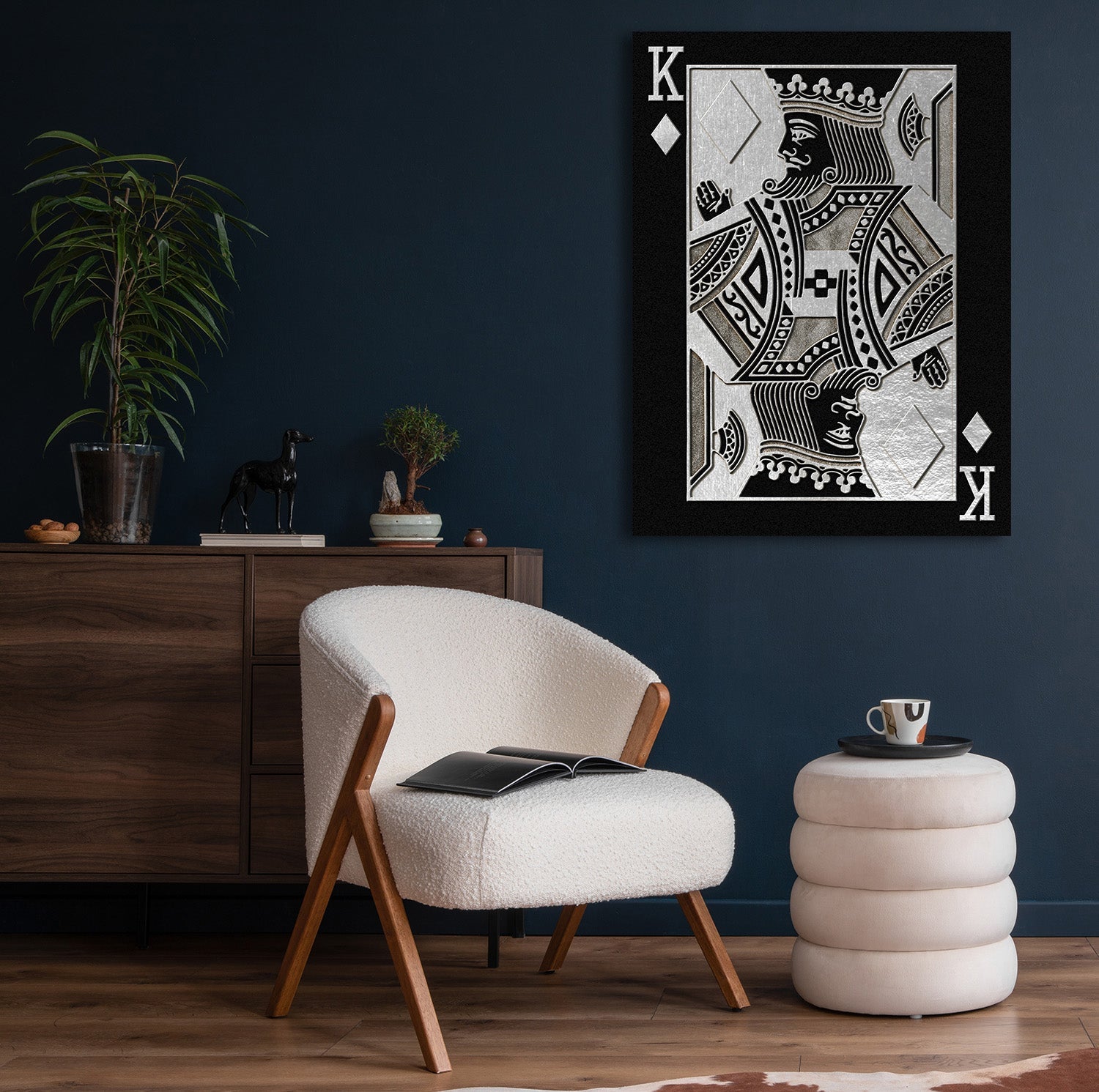 King of Diamonds by Frank Amoruso Silber auf Acryl - Affengeile Bilder
