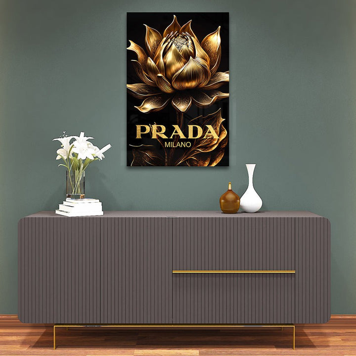 Prada Flower by Adrian Vieriu Gold auf Acryl - Affengeile Bilder