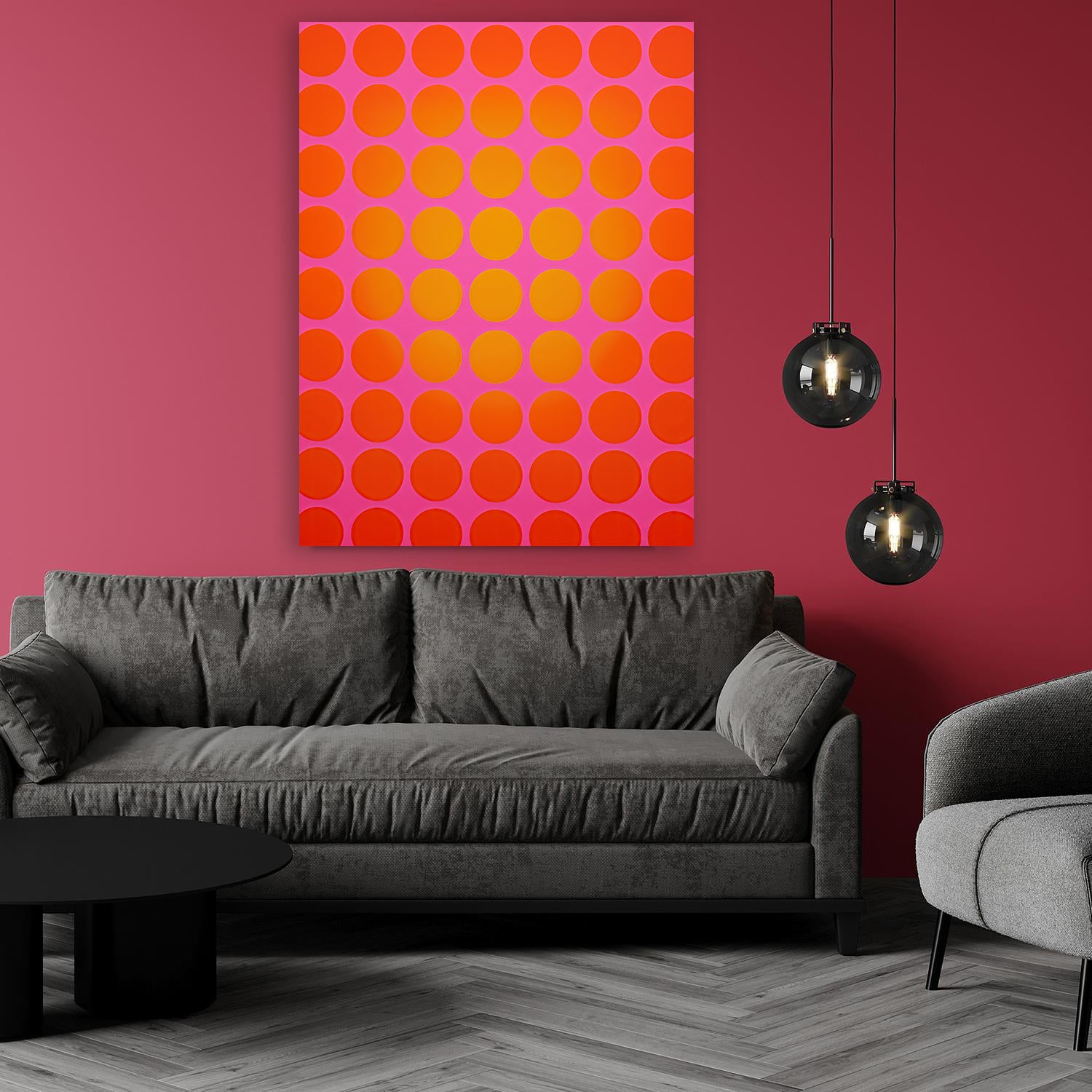Rote und gelbe Kreise auf pink by Frank Daske - Affengeile Bilder