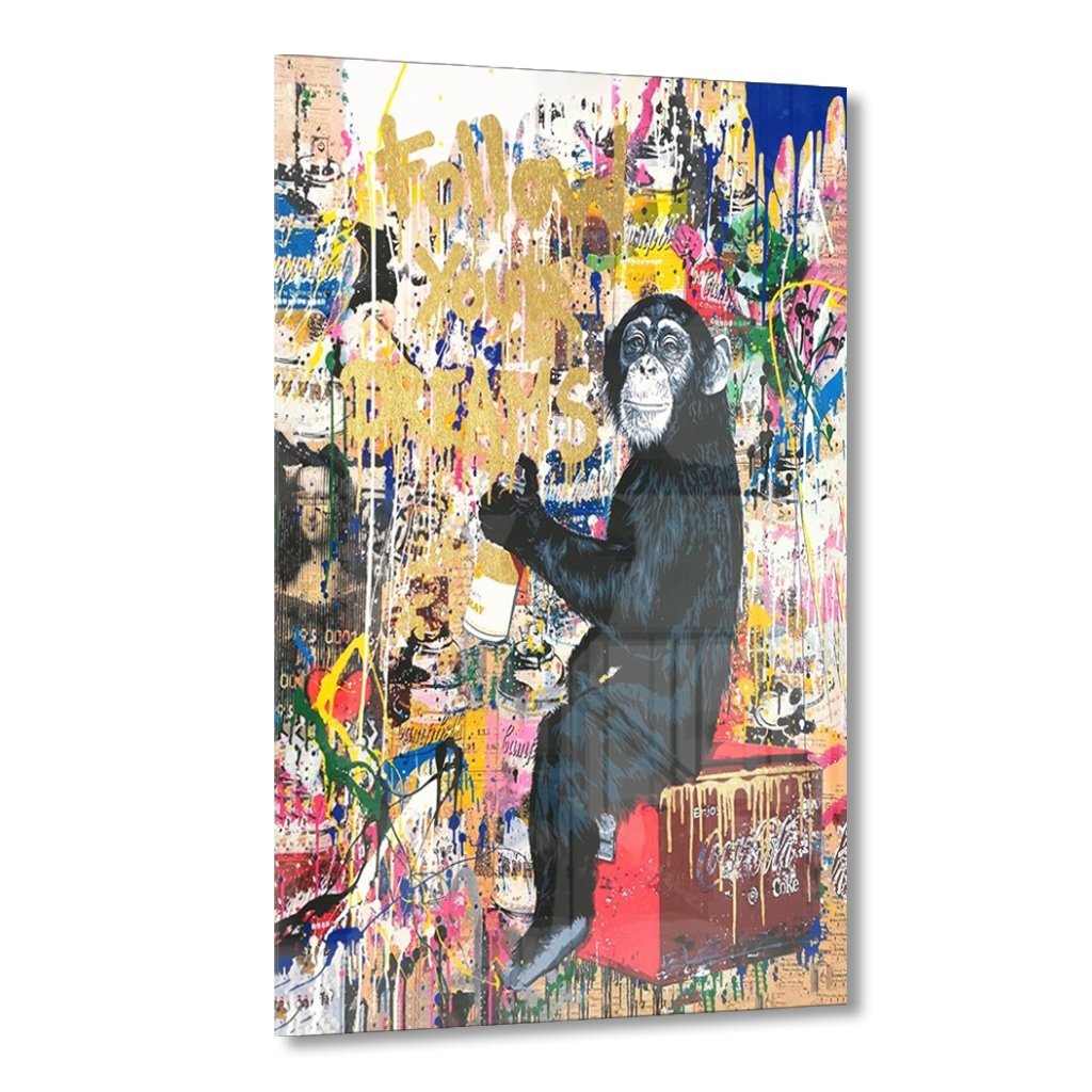 Follow Your Dreams by Banksy Goldversion auf Acryl - Affengeile Bilder