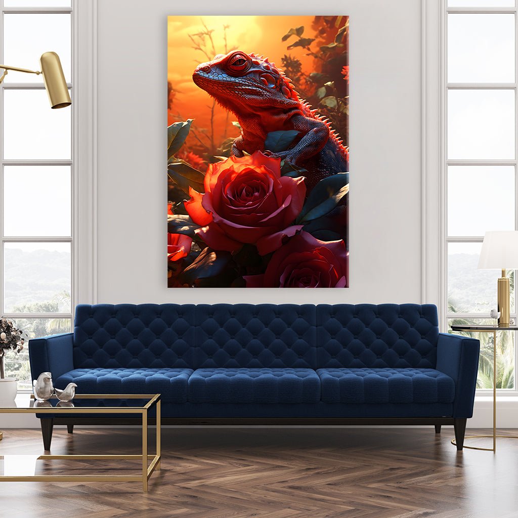 Lizard in Roses by Markus Mikolai - Affengeile Bilder