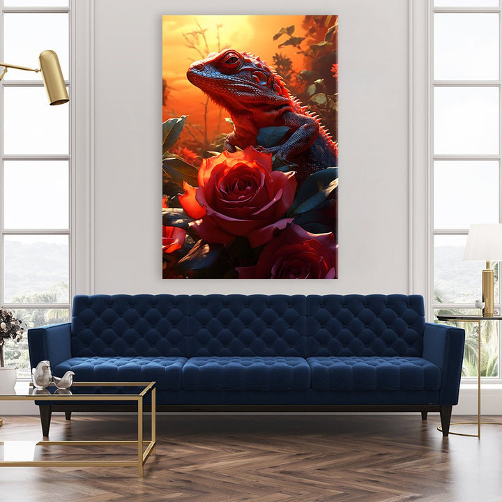 Lizard in Roses by Markus Mikolai - Affengeile Bilder