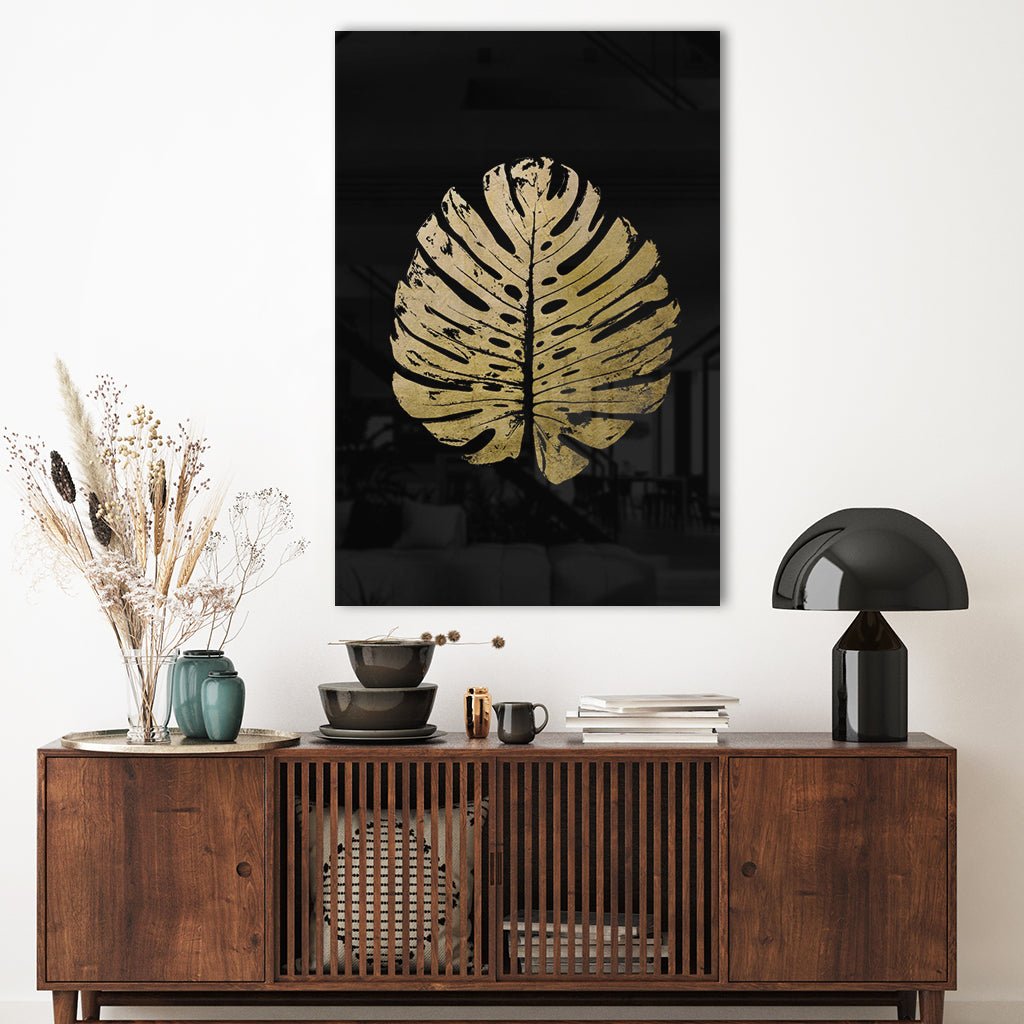 Monstera No. 2 Goldversion auf Acryl - Affengeile Bilder