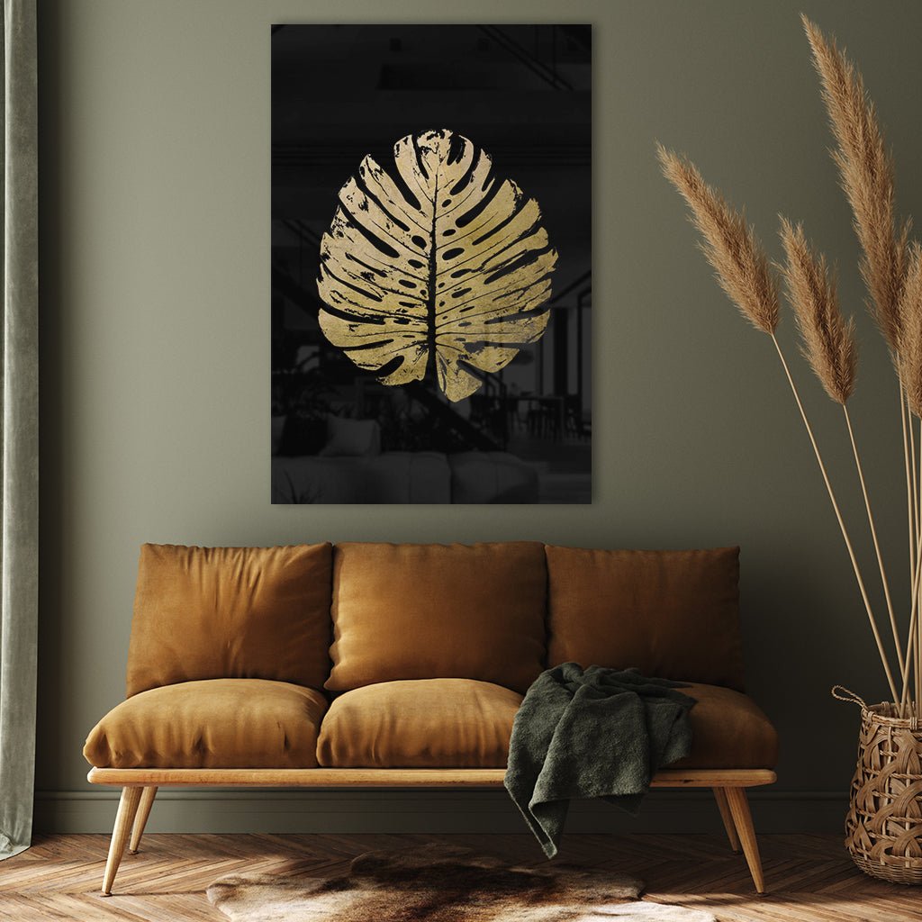 Monstera No. 2 Goldversion auf Acryl - Affengeile Bilder