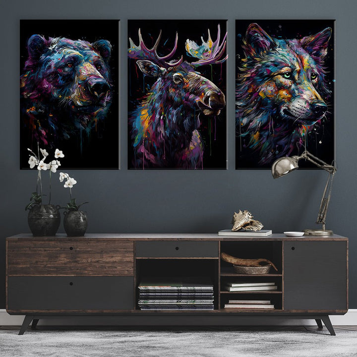 Nordic Animals Art Triptychon by Juliano de Araujo - Affengeile Bilder